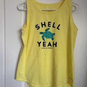 Life Is Good Women’s Shell Yeah Crusher Tank Top Lemon Yellow - Size M